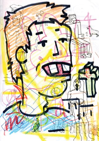 Imagem da pÔgina da esquerda da publicação Quadrinhos, arte punk e psicodelia