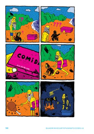 Imagem da pÔgina da esquerda da publicação Quadrinhos, arte punk e psicodelia