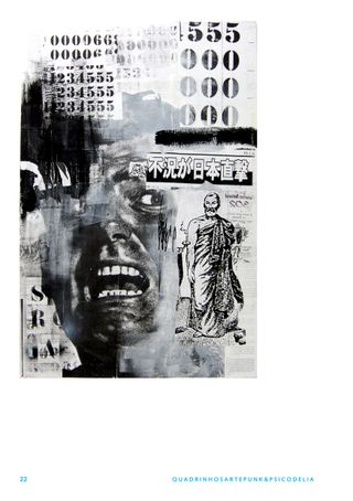 Imagem da pÔgina da esquerda da publicação Quadrinhos, arte punk e psicodelia