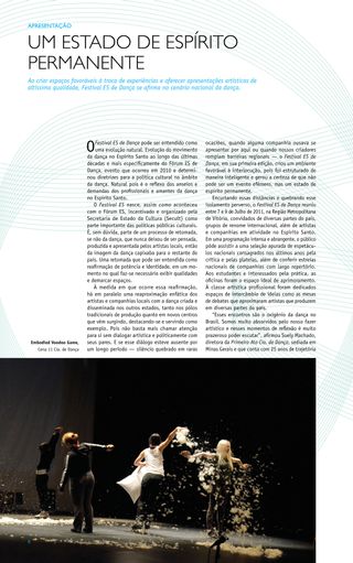 Imagem da página da esquerda da publicação Festival ES de Dança 2011