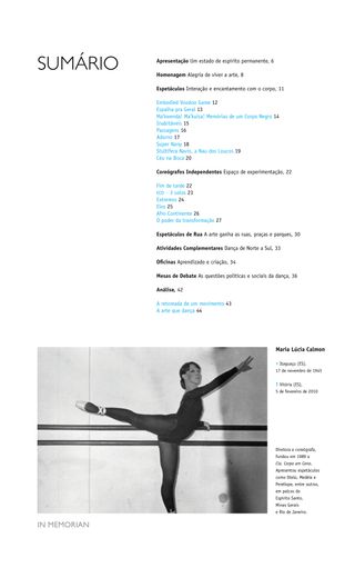 Imagem da página da direita da publicação Festival ES de Dança 2011