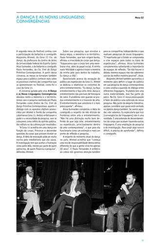 Imagem da página da direita da publicação Festival ES de Dança 2011