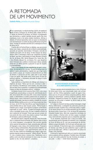 Imagem da página da direita da publicação Festival ES de Dança 2011