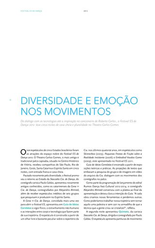 Imagem da página da esquerda da publicação Festival ES de Dança 2012