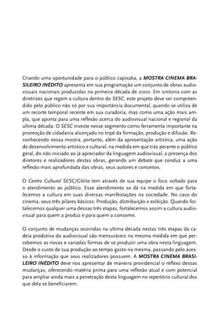 Imagem da página da direita da publicação Mostra Cinema Brasileiro Inédito