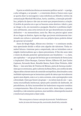 Imagem da página da direita da publicação Os Mamíferos: crônica biográfica de uma banda insular