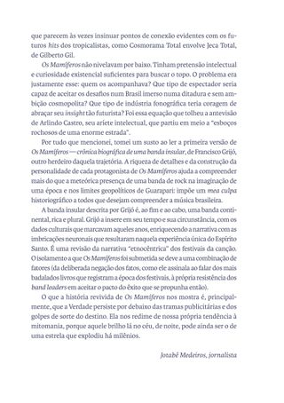 Imagem da página da esquerda da publicação Os Mamíferos: crônica biográfica de uma banda insular