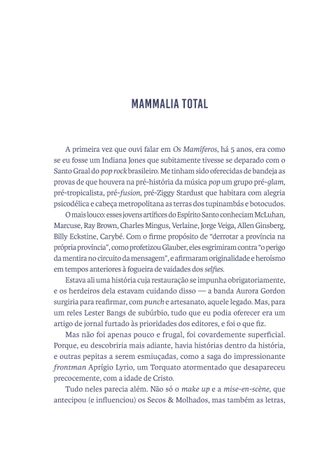 Imagem da página da direita da publicação Os Mamíferos: crônica biográfica de uma banda insular
